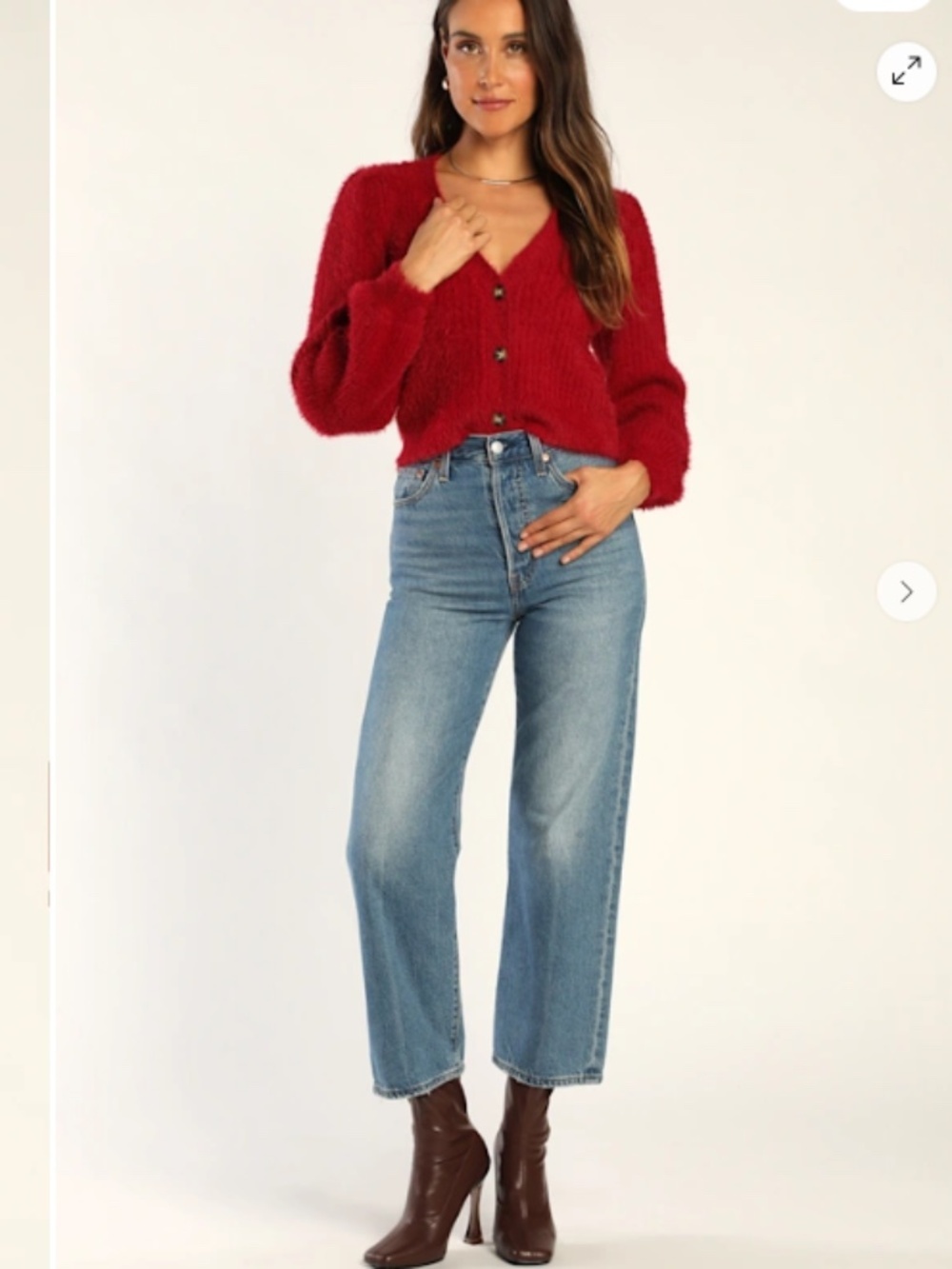 LULUS Sexy Cozy Casual Warm Holiday Long Sleeve Eyelash Knit Cardigan - Picture 2 of 5